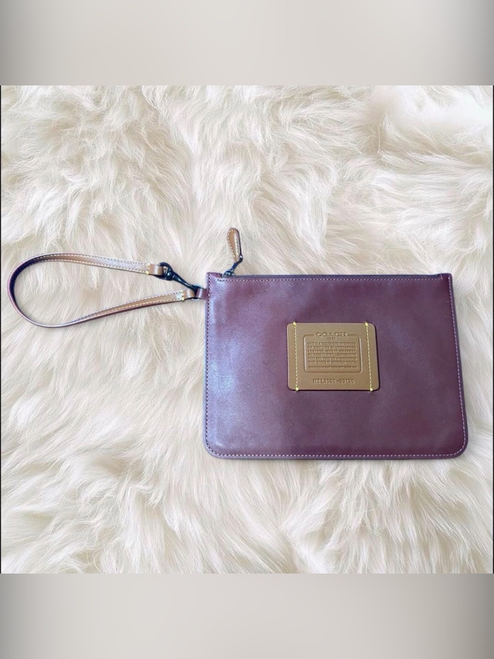 Coach Plum/Burgundy Leather Toiletry Bag with Gold Plaque